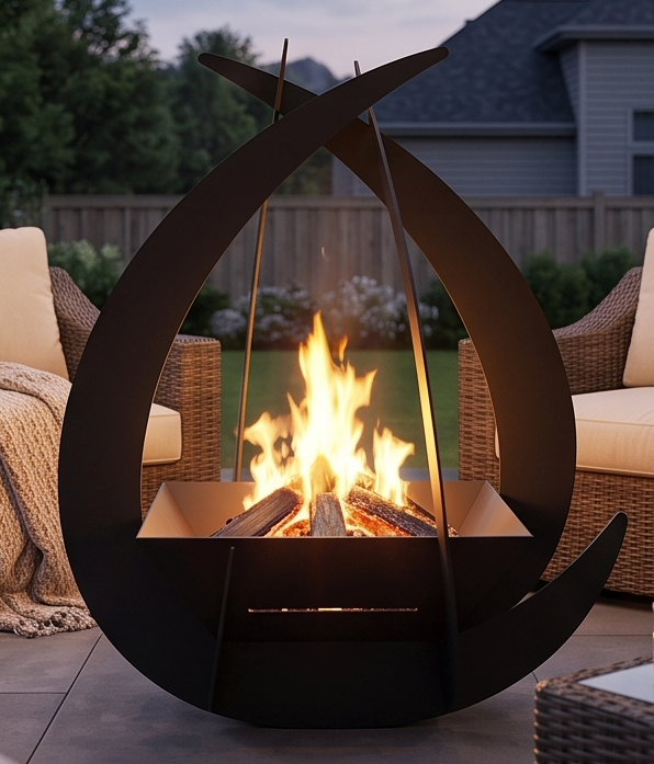 Handcrafted Arch Sculptural Metal Fire Pit – 112cm