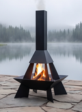 Handcrafted Geometric Chiminea Metal Fire Pit – 200cm