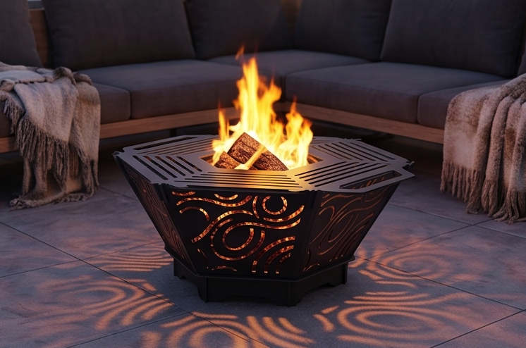 Handcrafted 2-in-1 Collapsible Fire Pit & Grill – Premium 76 cm - Design 4