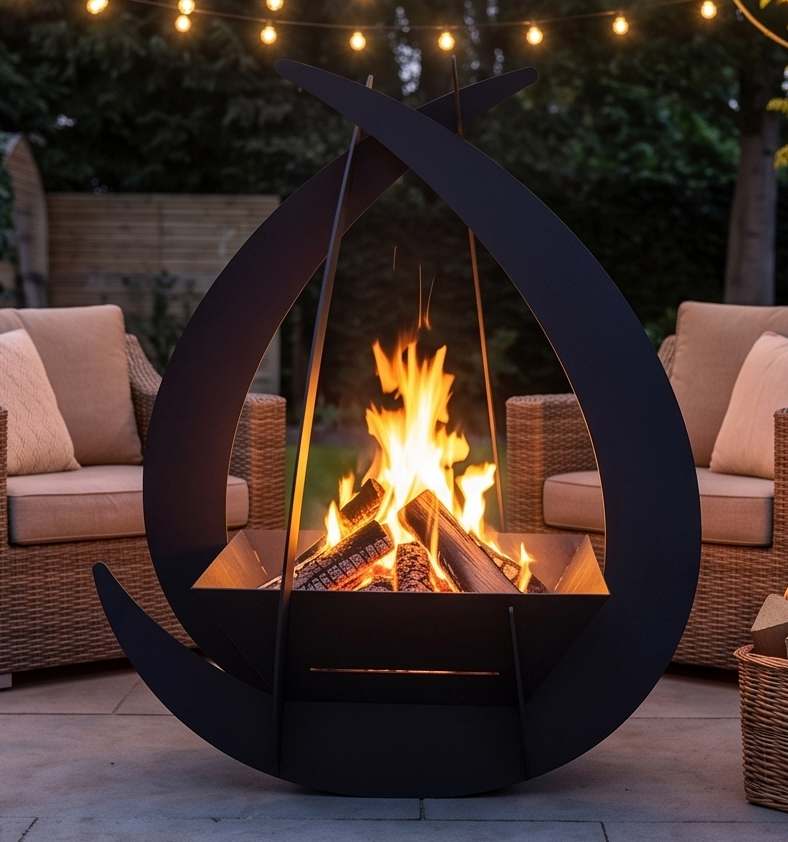 Handcrafted Arch Sculptural Metal Fire Pit – 112cm