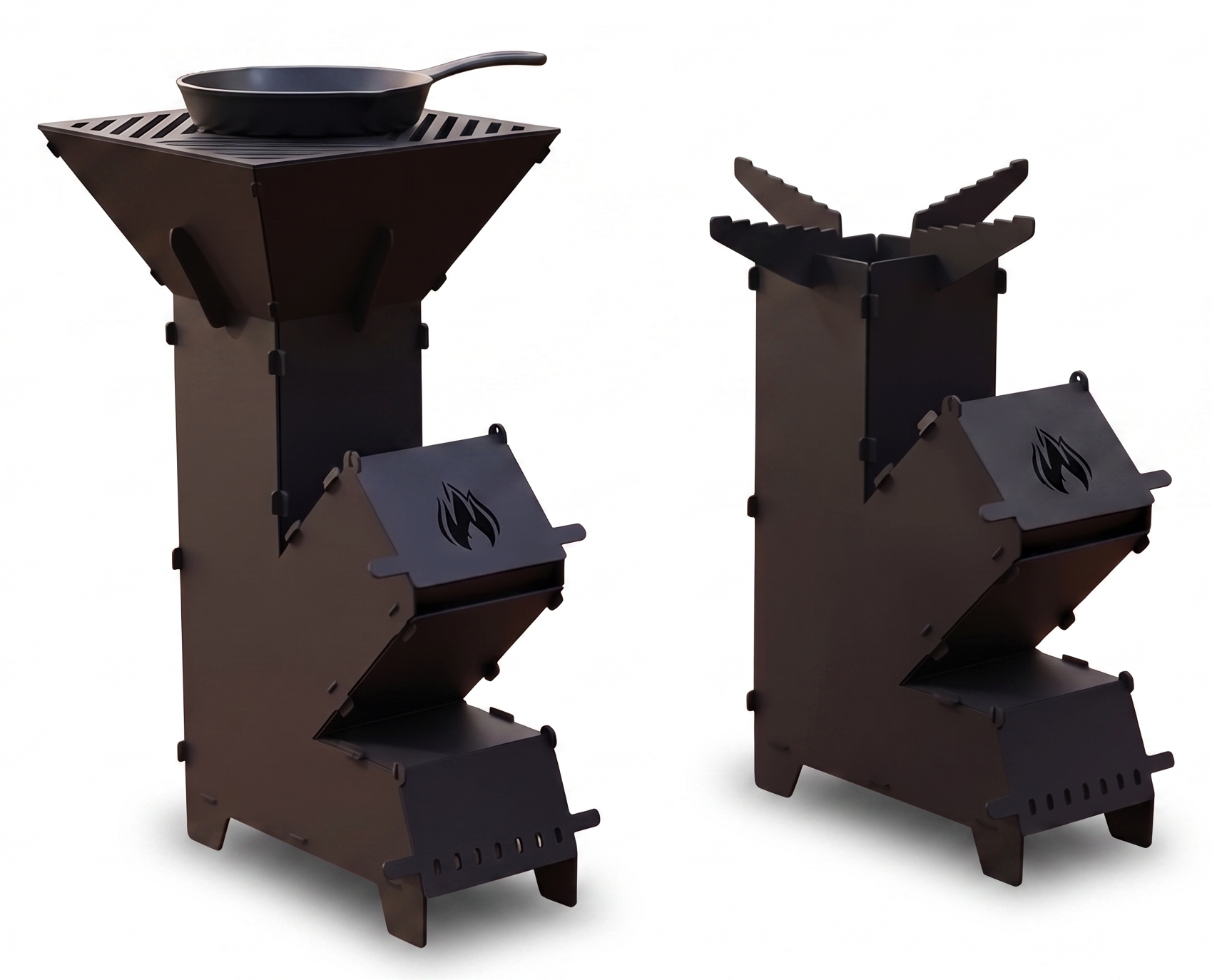Handcrafted 2-in-1 Rocket Stove with Interchangeable Cooktops