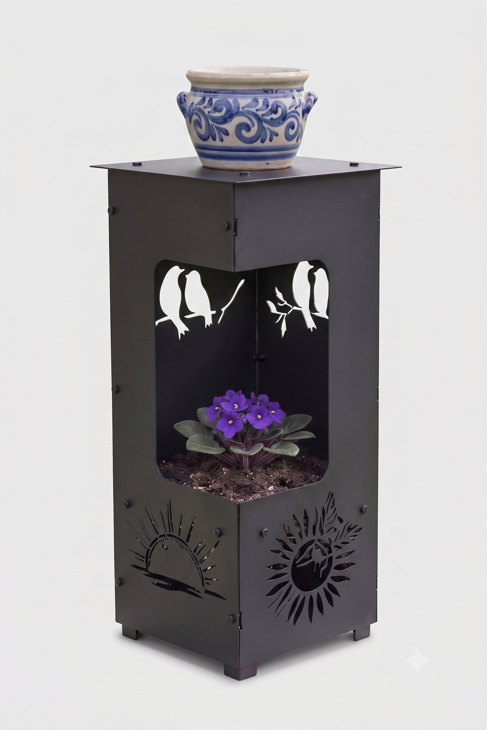 Handcrafted 2-in-1 Decorative Planter & Plant Stand– Tall Indoor/Outdoor Display