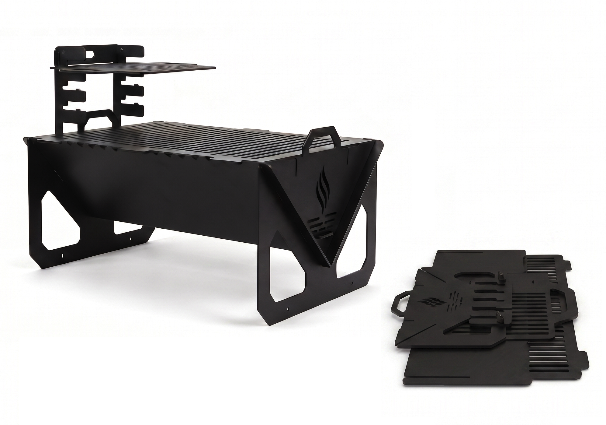 Portable Grill & Fire Pit – Handcrafted Heavy-Duty Collapsible BBQ with Adjustable Rack Attachment