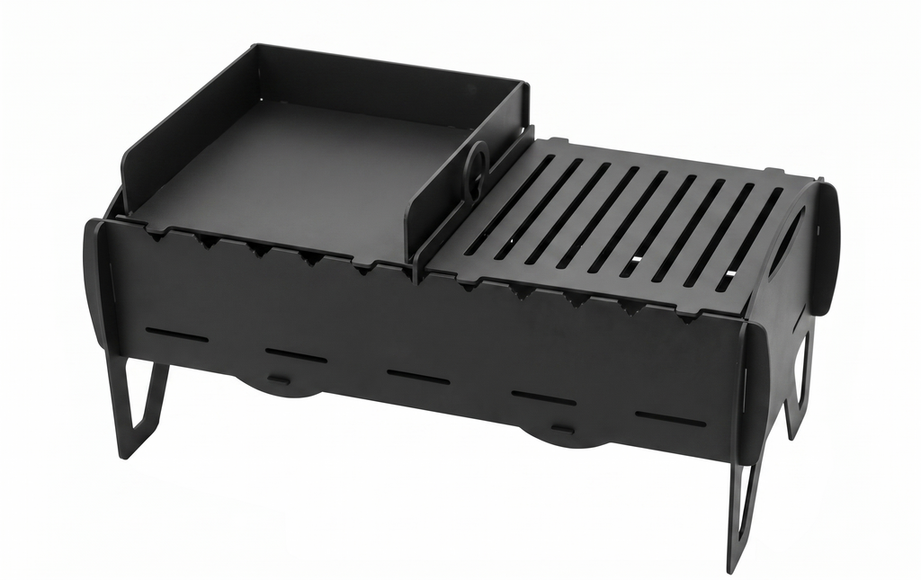 Handcrafted 4-in-1 Portable BBQ, Grill, Griddle & Fire Pit Combo