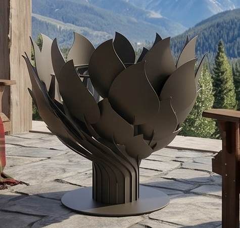 Handcrafted Lotus Flower Sculptural Metal Fire Pit – 93cm