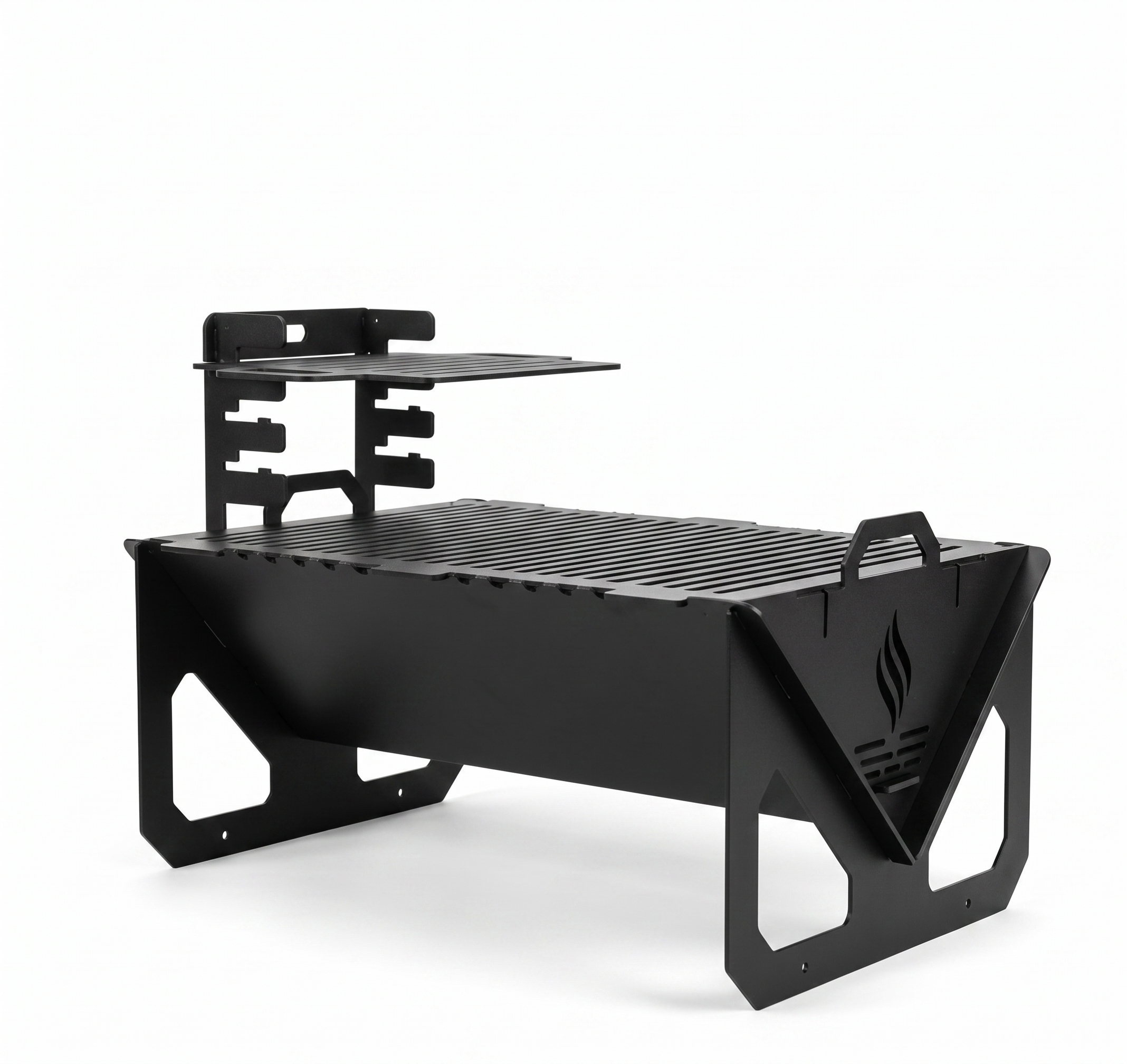 Portable Grill & Fire Pit – Handcrafted Heavy-Duty Collapsible BBQ with Adjustable Rack Attachment