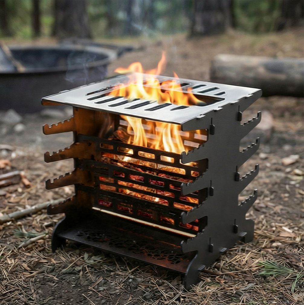 Handcrafted Collapsible and Foldable Skewer Grill, BBQ, Stove