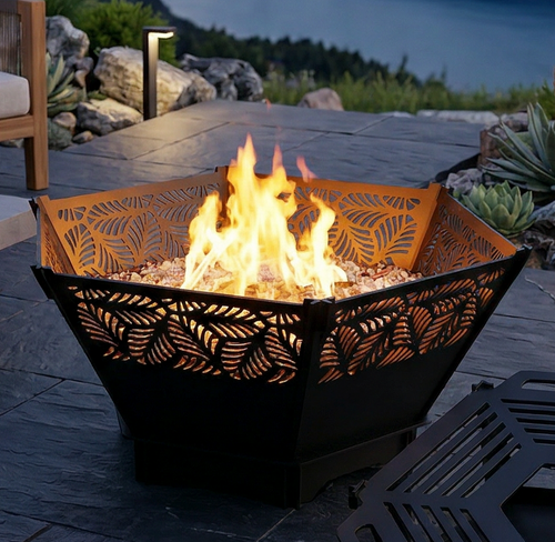 Handcrafted 2-in-1 Collapsible Fire Pit & Grill – 76 cm - Design 1