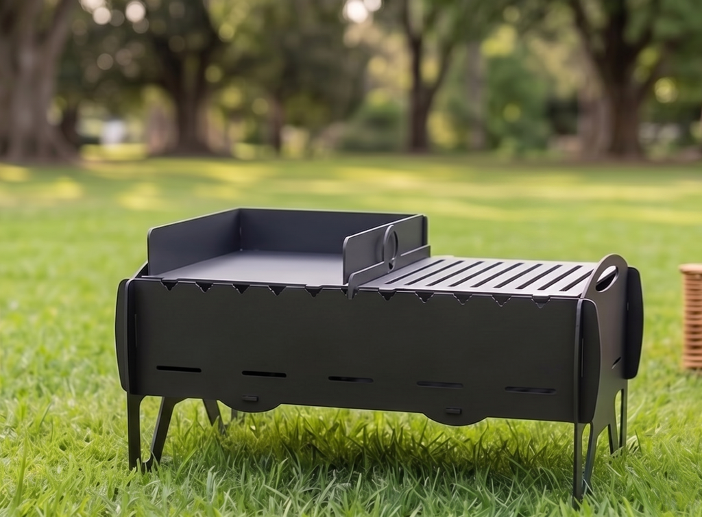 Handcrafted 4-in-1 Portable BBQ, Grill, Griddle & Fire Pit Combo