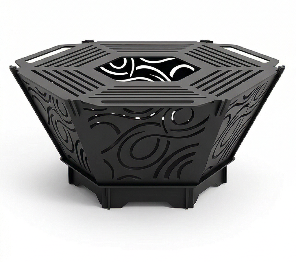 Handcrafted 2-in-1 Collapsible Fire Pit & Grill – Premium 76 cm - Design 4