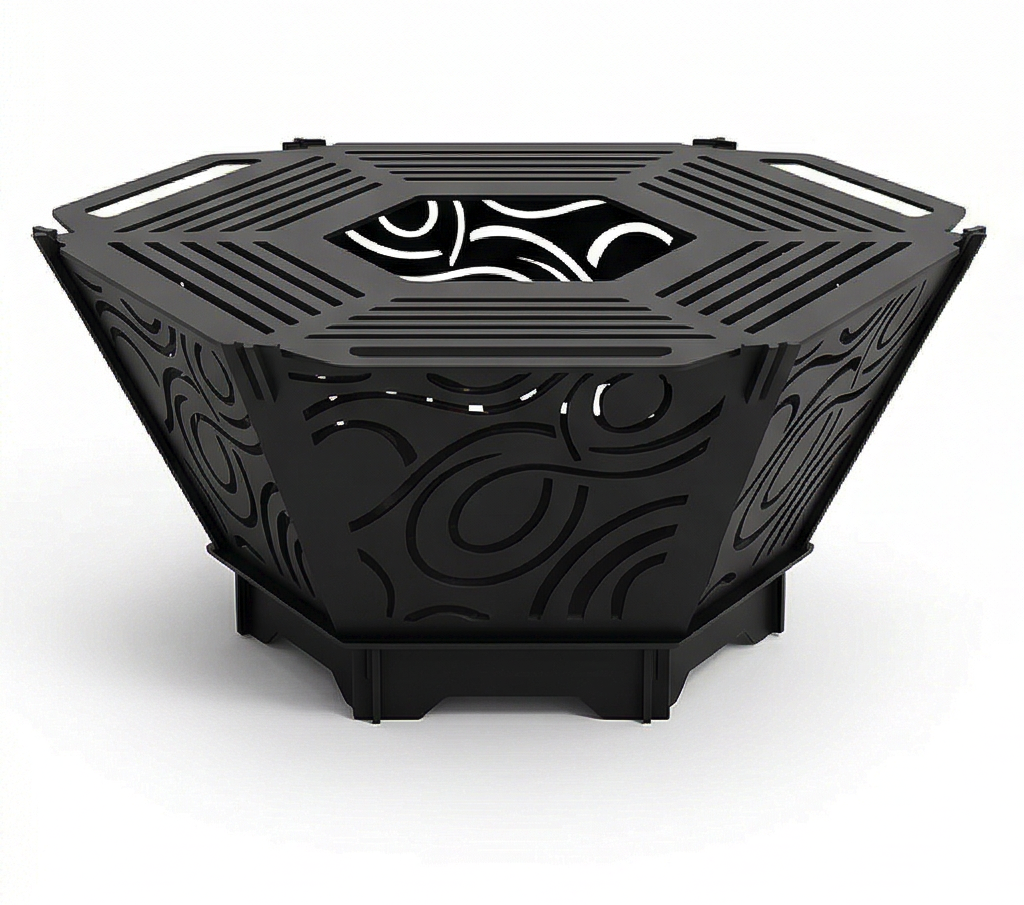 Handcrafted 2-in-1 Collapsible Fire Pit & Grill – Premium 76 cm - Design 4