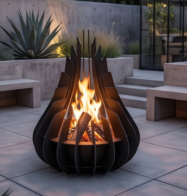 Handcrafted Flame-Inspired Sculptural Metal Fire Pit – 81cm