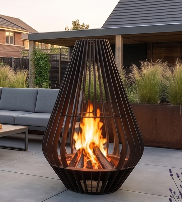 Handcrafted Lantern Sculptural Metal Fire Pit – 138cm