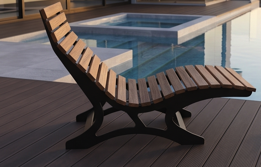 Premium Handcrafted 2-Person (130cm) Sun Lounger – Ergonomic Double Outdoor Daybed with Wood Slats & Heavy-Duty Black Steel Frame