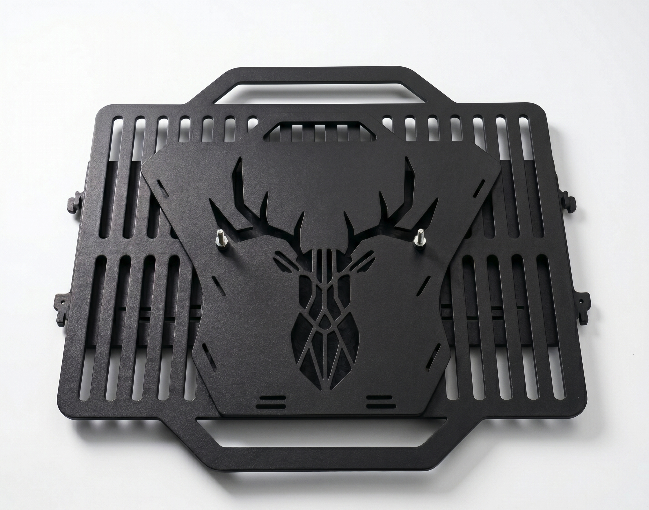 Portable Grill & Fire Pit – Handcrafted Heavy-Duty Foldable and Collapsible BBQ with Geometric Stag Design