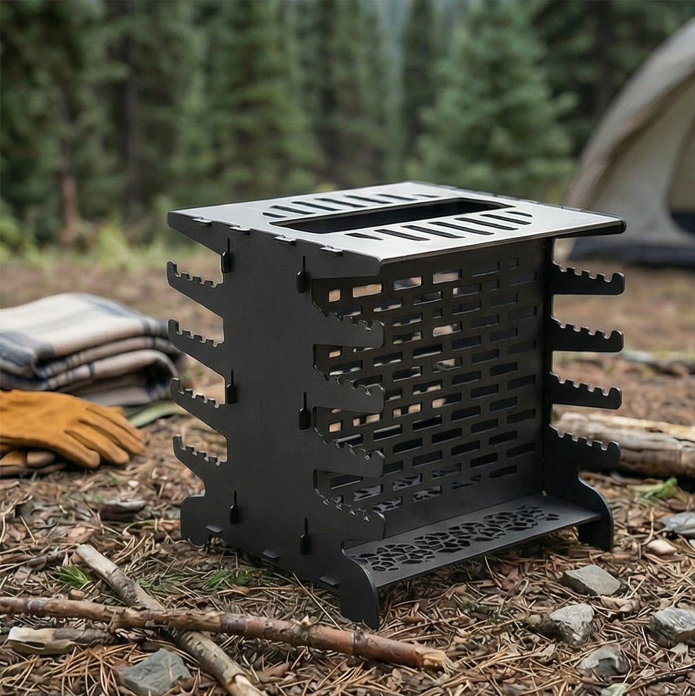 Handcrafted Collapsible and Foldable Skewer Grill, BBQ, Stove