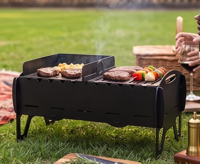 Handcrafted 4-in-1 Portable BBQ, Grill, Griddle & Fire Pit Combo