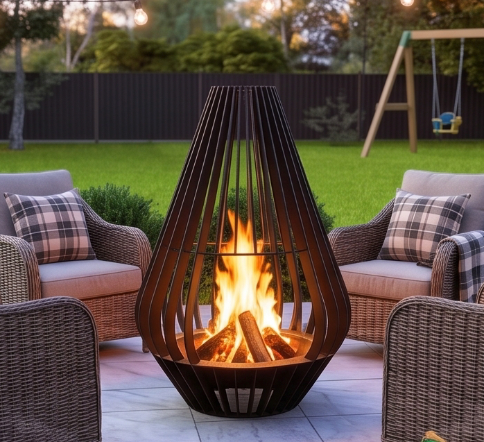 Handcrafted Lantern Sculptural Metal Fire Pit – 138cm