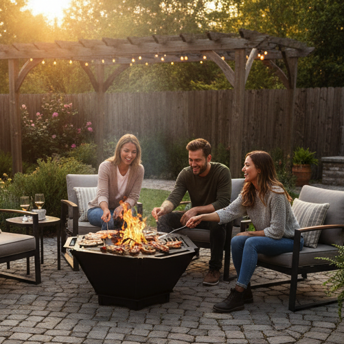 Handcrafted 2-in-1 Collapsible Fire Pit & Grill – Premium 76 cm