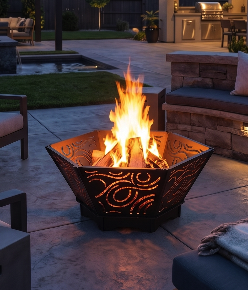 Handcrafted 2-in-1 Collapsible Fire Pit & Grill – Premium 76 cm - Design 4
