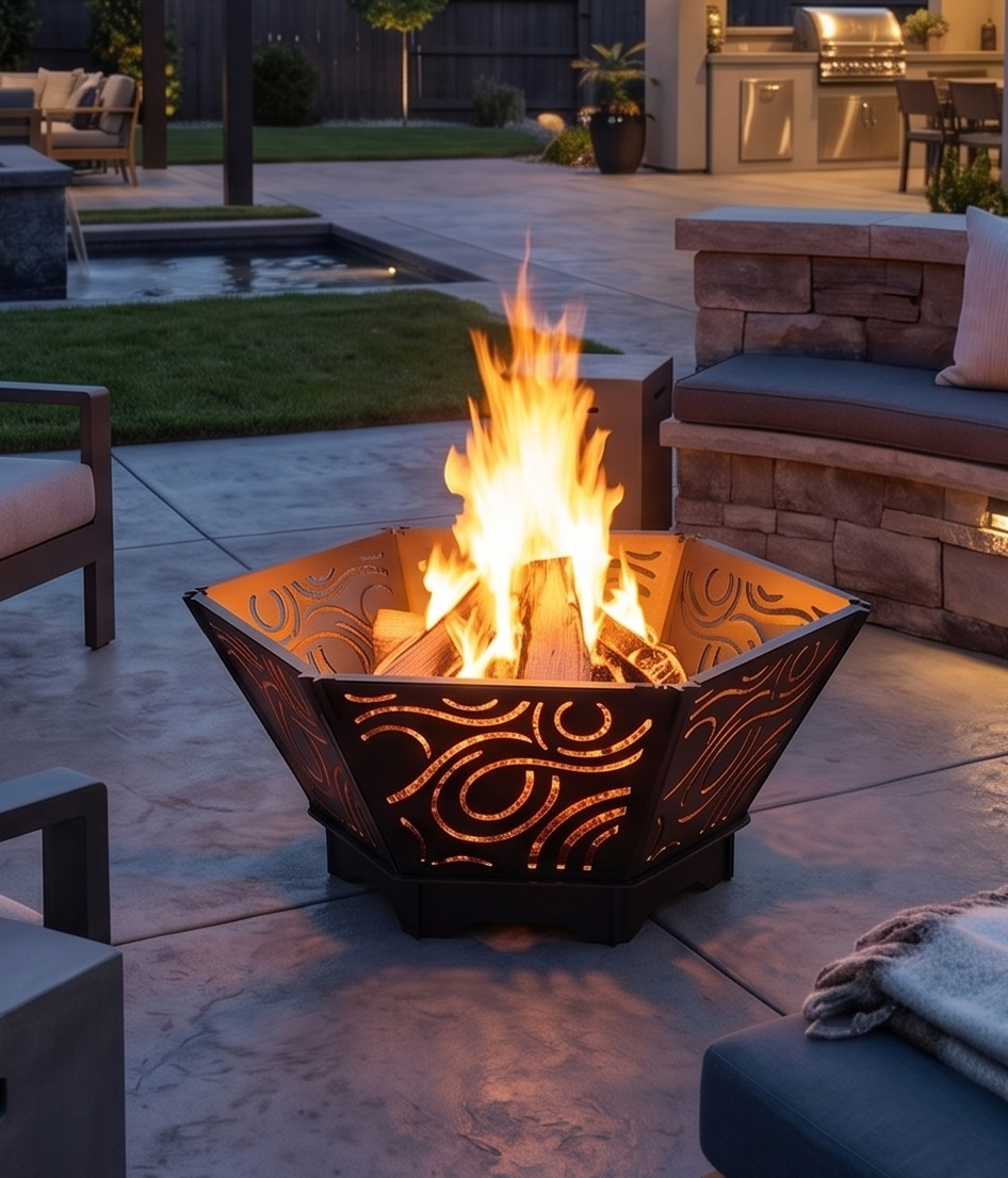 Handcrafted 2-in-1 Collapsible Fire Pit & Grill – Premium 76 cm - Design 4