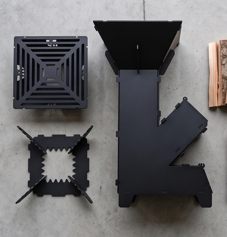 Handcrafted 2-in-1 Rocket Stove with Interchangeable Cooktops
