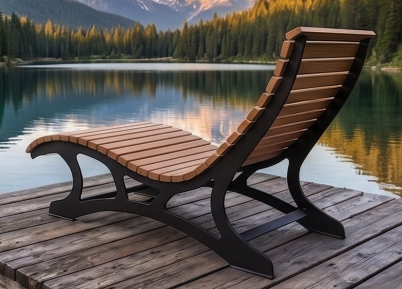 Premium Handcrafted Extra-Wide (125cm) Wood & Metal Sun Lounger – Ergonomic Modern Garden Chaise