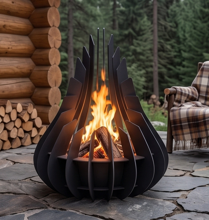 Handcrafted Flame-Inspired Sculptural Metal Fire Pit – 81cm