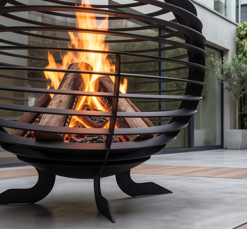 Handcrafted Metal Sphere Fire Pit – Modern 65cm Outdoor Wood Burner