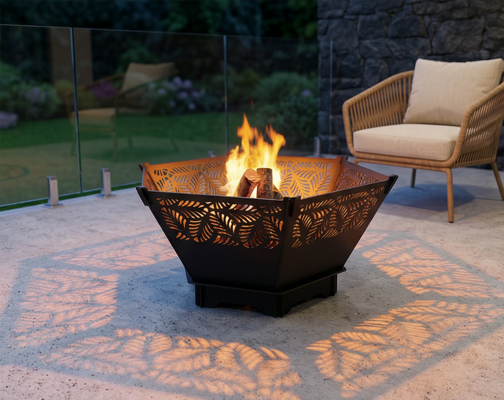 Handcrafted 2-in-1 Collapsible Fire Pit & Grill – 76 cm - Design 1