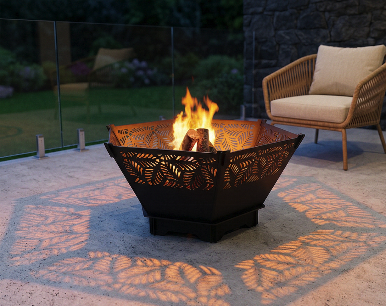 Handcrafted 2-in-1 Collapsible Fire Pit & Grill – 76 cm - Design 1