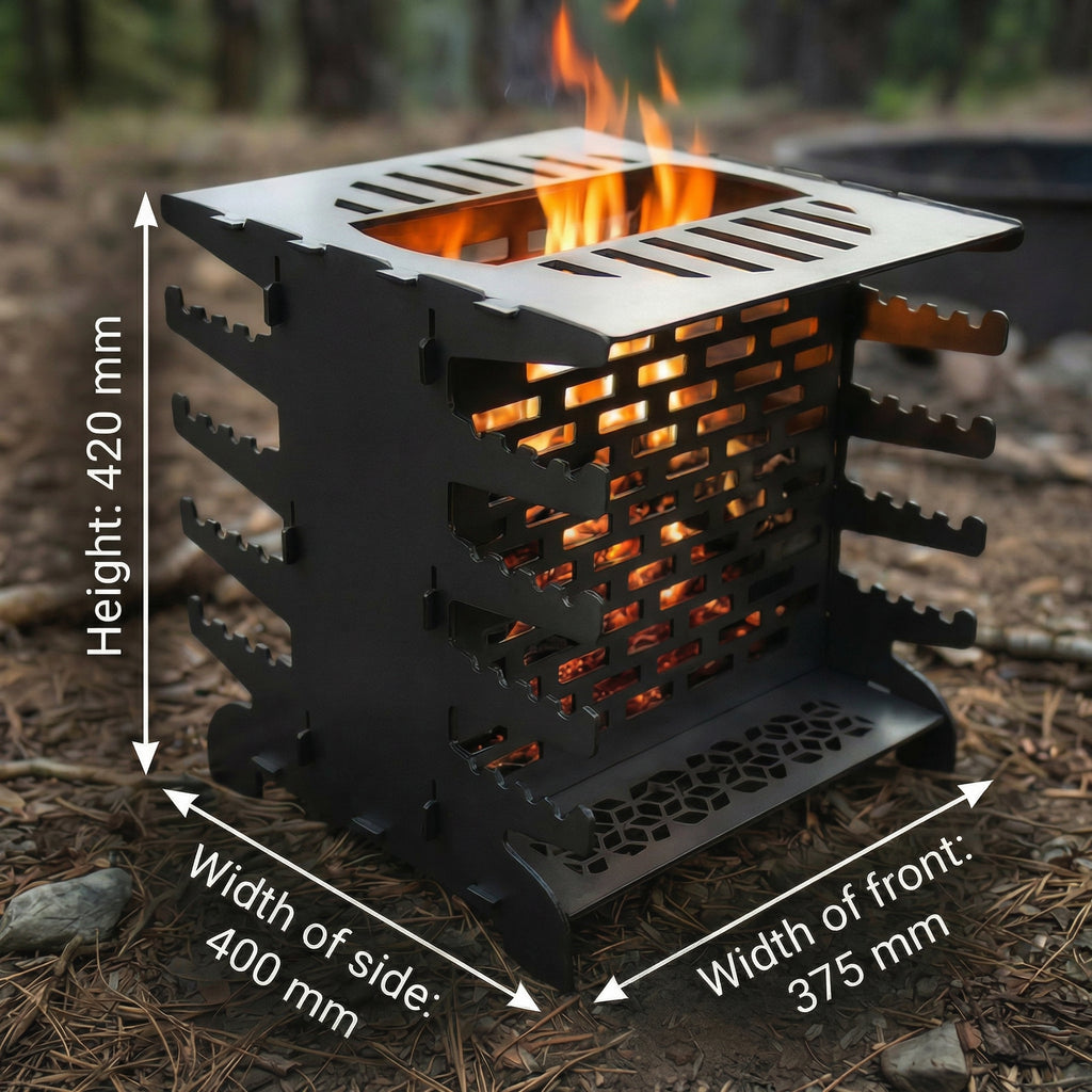 Handcrafted Collapsible and Foldable Skewer Grill, BBQ, Stove