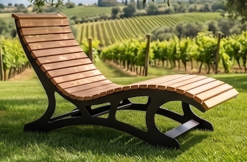 Premium Handcrafted Extra-Wide (125cm) Wood & Metal Sun Lounger – Ergonomic Modern Garden Chaise