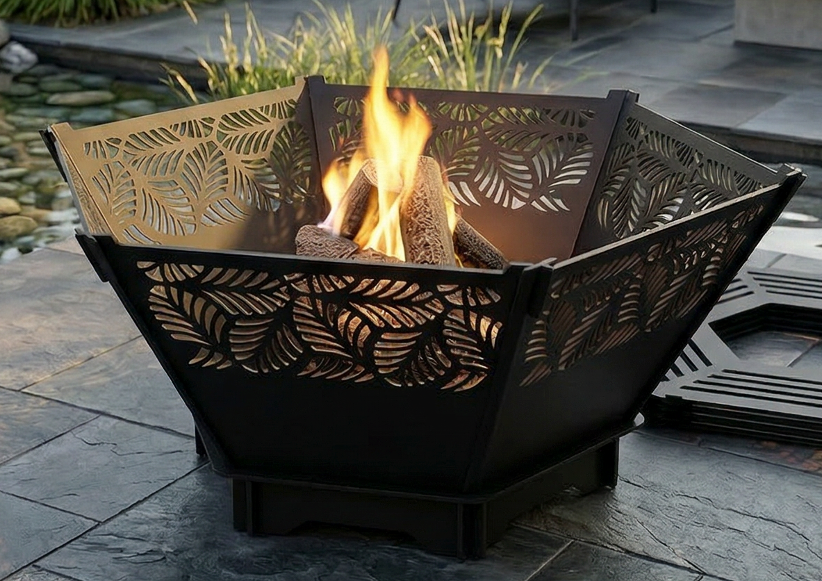 Handcrafted 2-in-1 Collapsible Fire Pit & Grill – 76 cm - Design 1