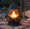 Handcrafted Geometric Cutout Metal Fire Pit – 94cm