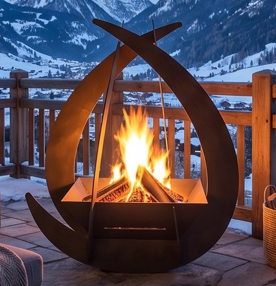 Handcrafted Arch Sculptural Metal Fire Pit – 112cm