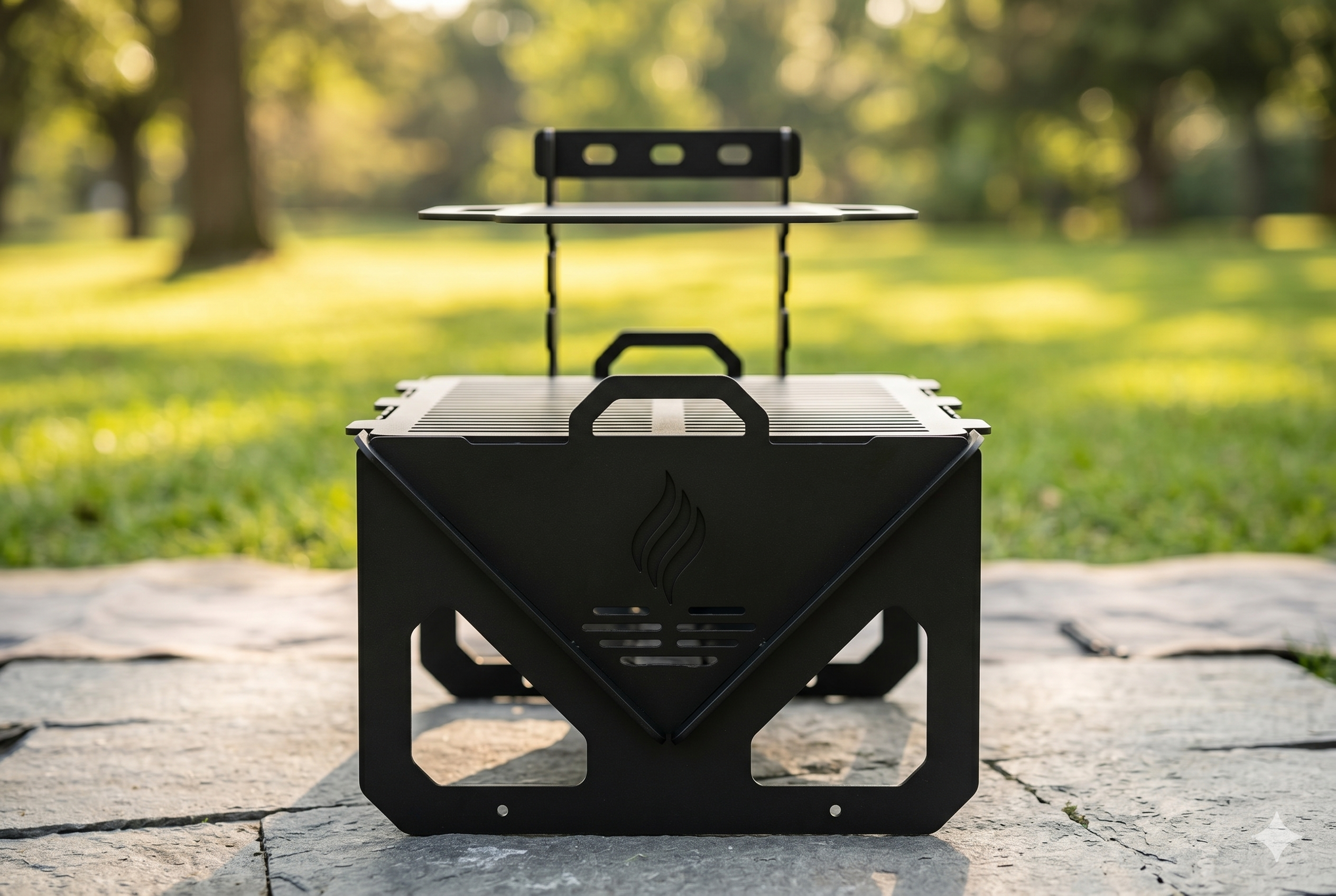 Portable Grill & Fire Pit – Handcrafted Heavy-Duty Collapsible BBQ with Adjustable Rack Attachment