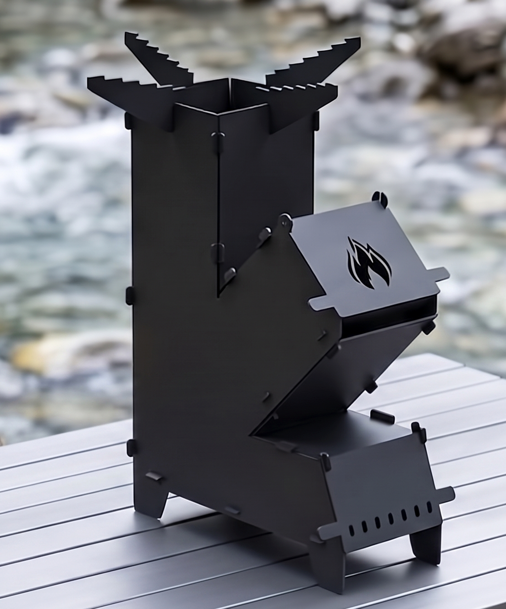 Handcrafted 2-in-1 Rocket Stove with Interchangeable Cooktops