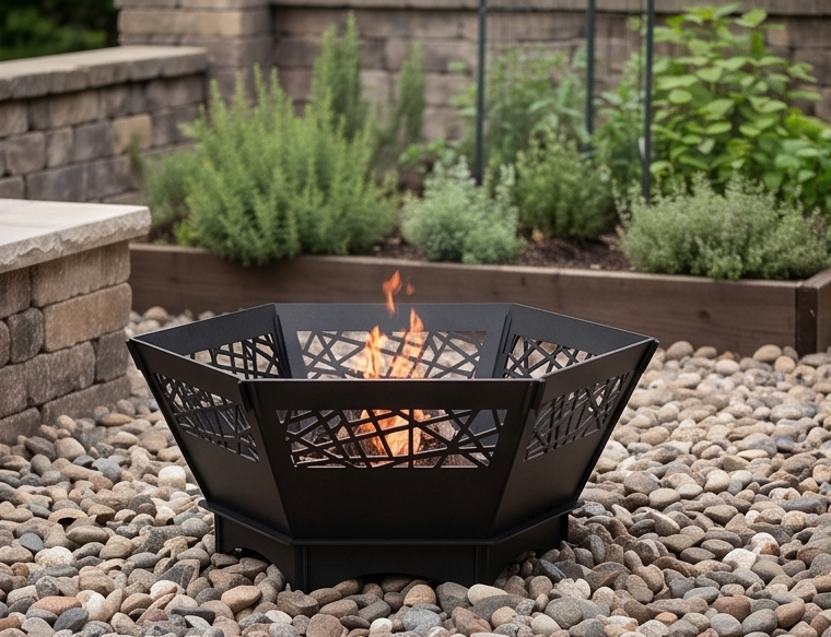 Beautiful Handcrafted Hexagon Fire Pit – 74 cm