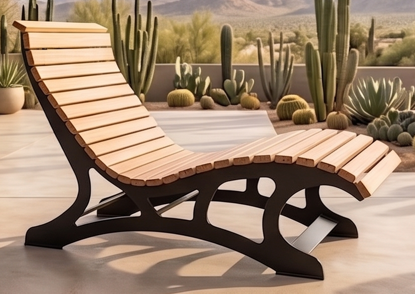 Premium Handcrafted Extra-Wide (125cm) Wood & Metal Sun Lounger – Ergonomic Modern Garden Chaise