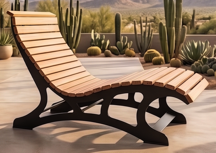 Premium Handcrafted Extra-Wide (125cm) Wood & Metal Sun Lounger – Ergonomic Modern Garden Chaise