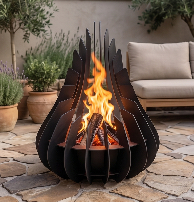 Handcrafted Flame-Inspired Sculptural Metal Fire Pit – 81cm
