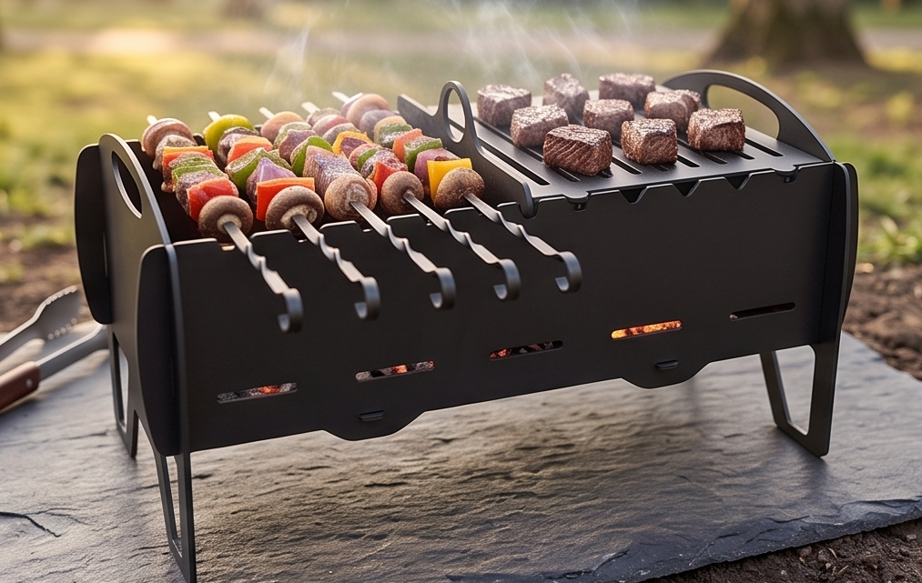 Handcrafted 4-in-1 Portable BBQ, Grill, Griddle & Fire Pit Combo