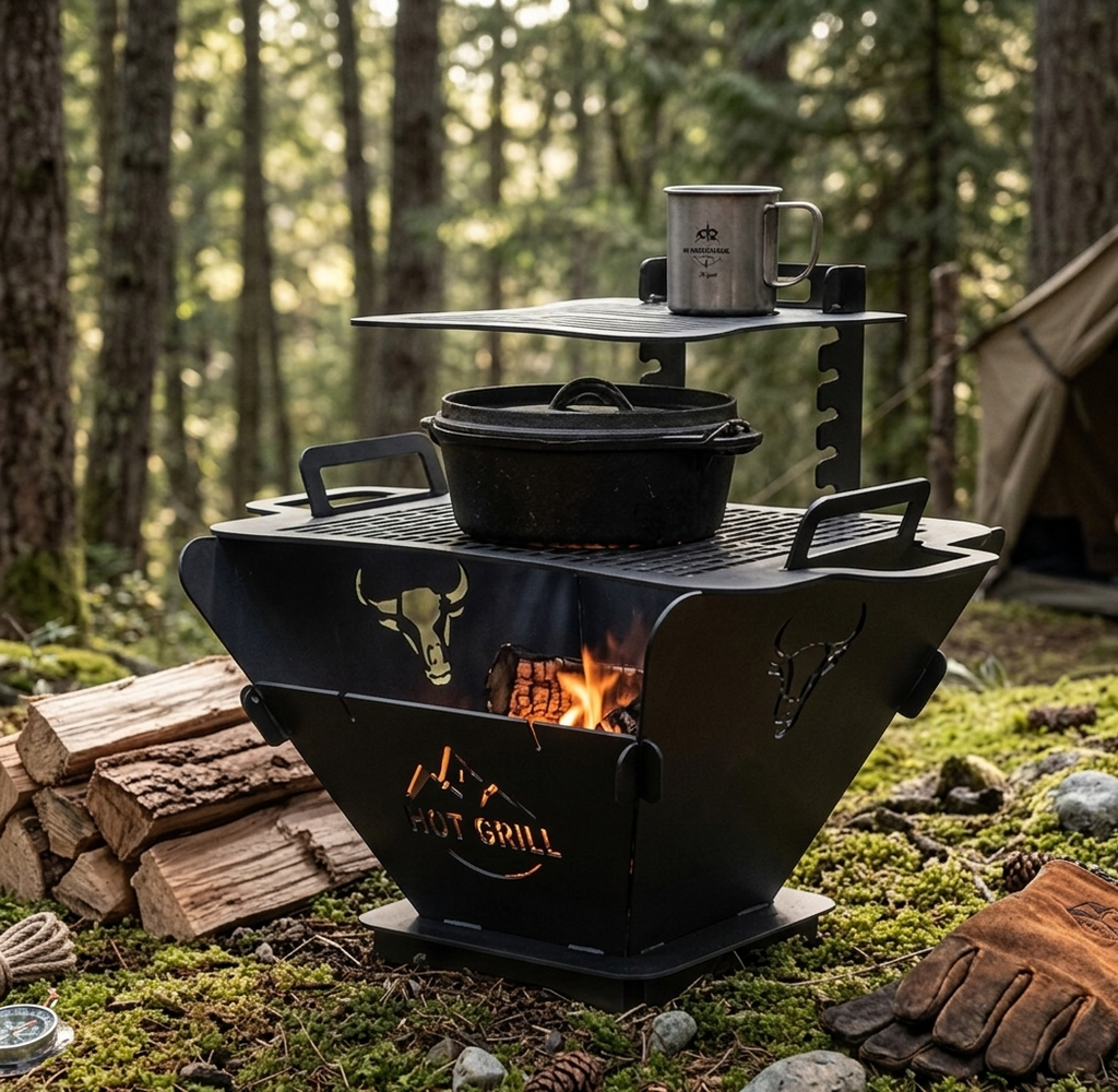 Handcrafted Collapsible Grill, BBQ, Fire Pit - 60cmx45cm