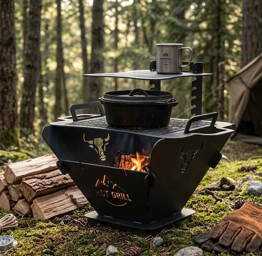 Handcrafted Collapsible Grill, BBQ, Fire Pit - 60cmx45cm