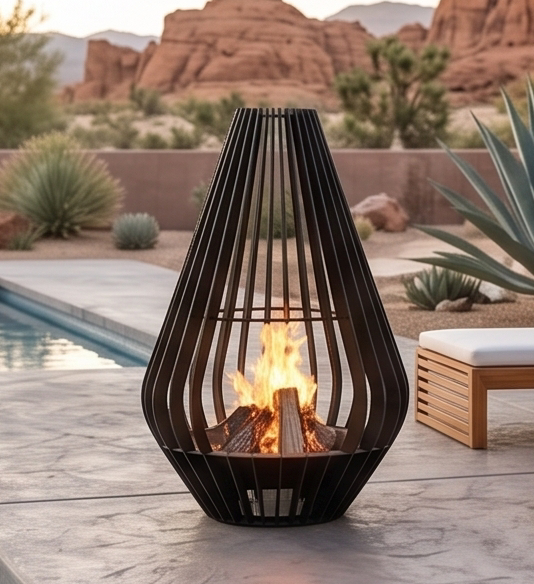 Handcrafted Lantern Sculptural Metal Fire Pit – 138cm