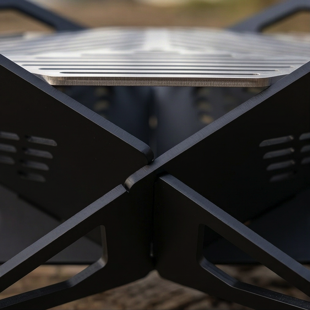 Handcrafted Collapsible and Foldable Grill, BBQ, Fire Pit