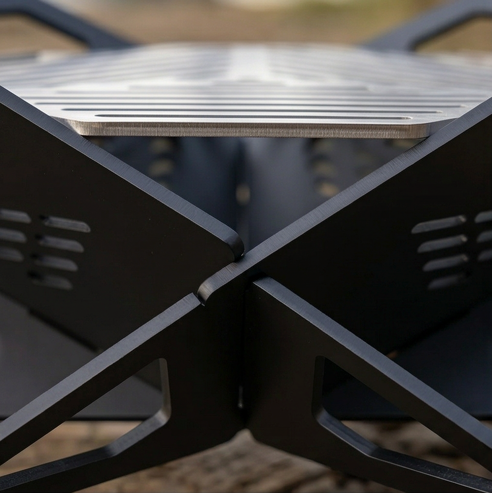 Handcrafted Collapsible and Foldable Grill, BBQ, Fire Pit