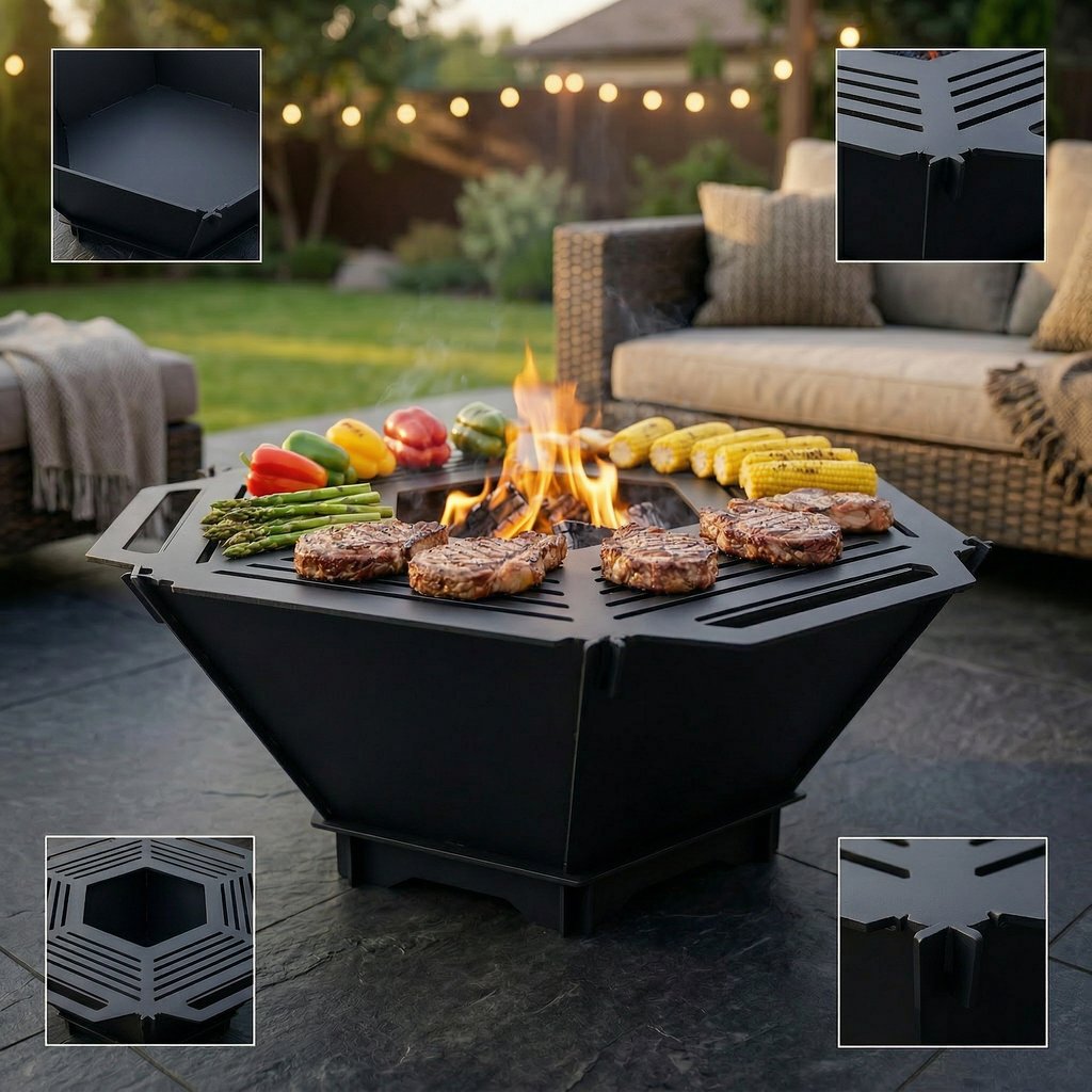 Handcrafted 2-in-1 Collapsible Fire Pit & Grill – Premium 76 cm