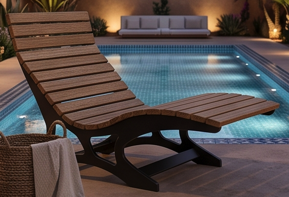 Premium Handcrafted 2-Person (130cm) Sun Lounger – Ergonomic Double Outdoor Daybed with Wood Slats & Heavy-Duty Black Steel Frame